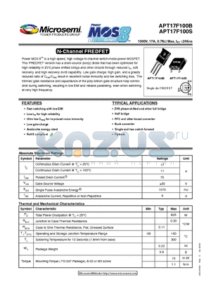 APT17F100B datasheet - N-Channel FREDFET