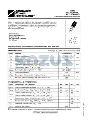 APT20GN60B datasheet - IGBT