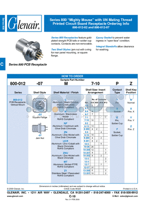 800-012-02M6-1SX datasheet - Printed Circuit Board Receptacle Ordering Info