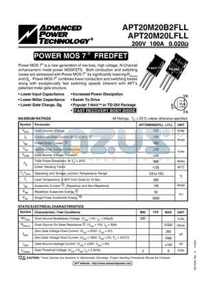 APT20M20LFLL datasheet - POWER MOS 7  FREDFET