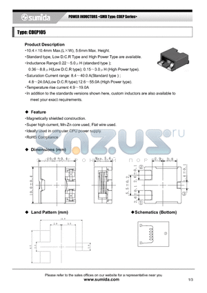 CDEP105NP-1R3M datasheet - POWER INDUCTORS