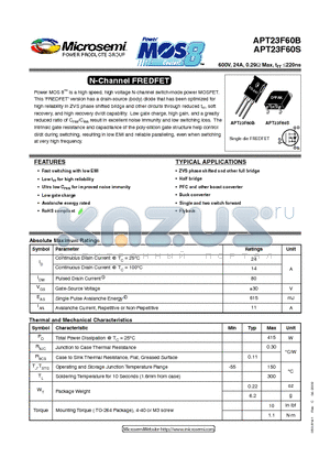 APT23F60B datasheet - N-Channel FREDFET