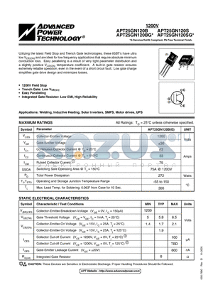 APT25GN120B datasheet - IGBT