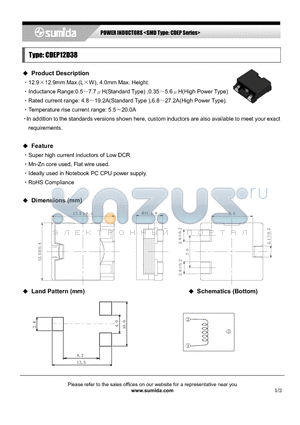 CDEP12D38NP-4R3M datasheet - POWER INDUCTORS