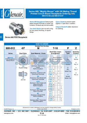 800-012-07ZN6-1EX datasheet - Printed Circuit Board Receptacle Ordering Info