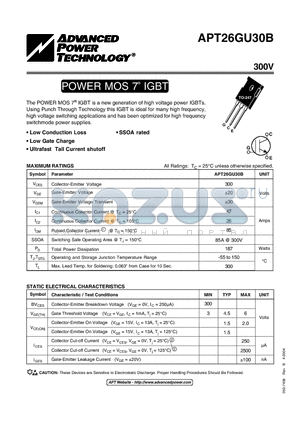 APT26GU30B datasheet - POWER MOS 7 IGBT