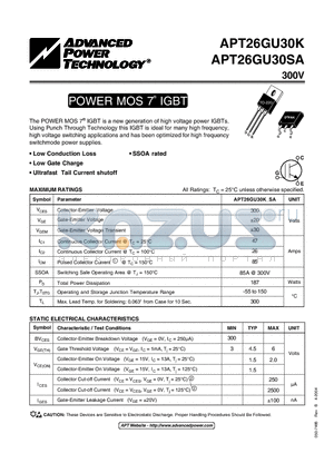 APT26GU30K datasheet - POWER MOS 7 IGBT