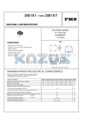 DB104 datasheet - SINGLE PHASE 1.0 AMP BRIDGE RECTIFIERS