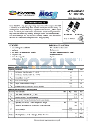 APT28M120B2_09 datasheet - N-Channel MOSFET