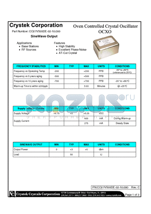 CO27VS05DE-02-10_000 datasheet - Oven Controlled Crystal Oscillator