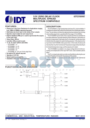 23S08E-1HDCGI8 datasheet - 3.3V ZERO DELAY CLOCK MULTIPLIER, SPREAD SPECTRUM COMPATIBLE