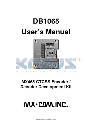 DB1065 datasheet - CTCSS Encoder / Decoder Development Kit