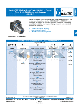 800-032-07C5-3PX datasheet - Right Angle PCB Receptacle Headers