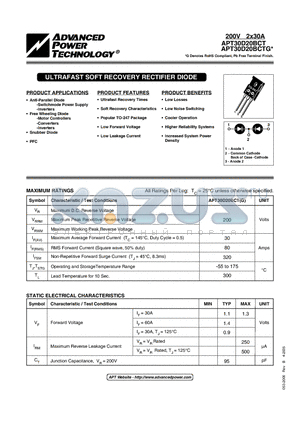 APT30D20BCT_05 datasheet - ULTRAFAST SOFT RECOVERY RECTIFIER DIODE