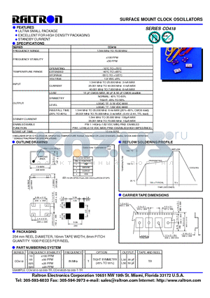 CO41805 datasheet - SURFACE MOUNT CLOCK OSCILLATORS