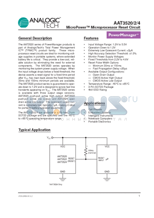 AAT3520IGY-2.63-200-T1 datasheet - MicroPower Microprocessor Reset Circuit