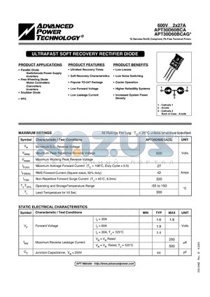 APT30D60BCA_05 datasheet - ULTRAFAST SOFT RECOVERY RECTIFIER DIODE