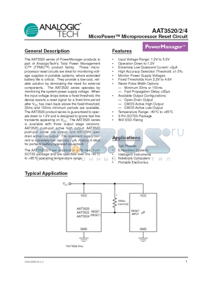 AAT3524IGY-4.38-200-T1 datasheet - MicroPower Microprocessor Reset Circuit