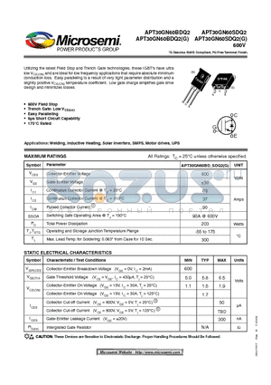 APT30GN60BDQ2 datasheet - Resonant Mode Combi IGBT