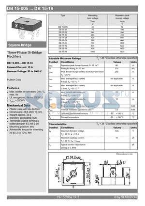 DB15-005 datasheet - Three-Phase Si-Bridge Rectifiers