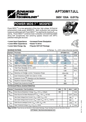 APT30M17JLL_04 datasheet - POWER MOS 7 R MOSFET