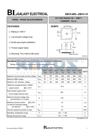 DB15-005 datasheet - THREE - PHASE SILICON BRIDGE