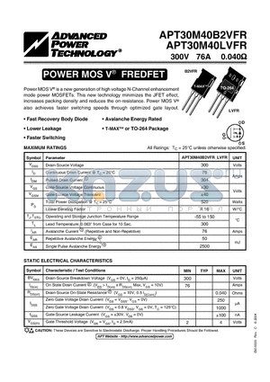 APT30M40B2VFR datasheet - POWER MOS V FREDFET