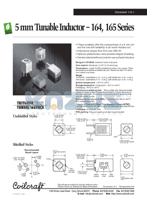 164-01A06L datasheet - 5 mm Tunable Inductor