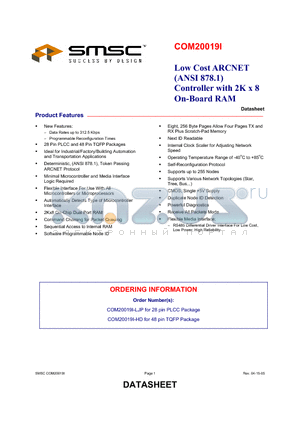 COM20019I-HD datasheet - Low Cost ARCNET(ANSI 878.1) Controller with 2k X 8 On-Board RAM