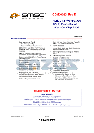 COM20020I-HD datasheet - 5Mbps ARCNET (ANSI 878.1) Controller with 2K x 8 On-Chip RAM
