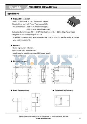 CDEP145NP-1R5M datasheet - POWER INDUCTORS