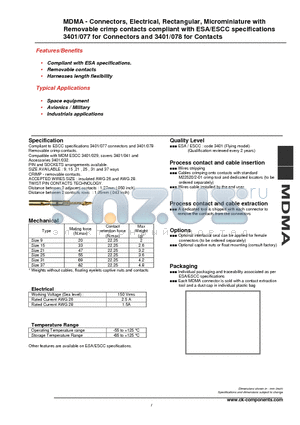 C115373-0001 datasheet - MDMA - Connectors, Electrical, Rectangular, Microminiature