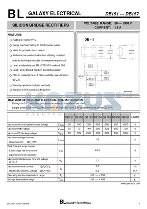 DB152 datasheet - SILICON BRIDGE RECTIFIERS