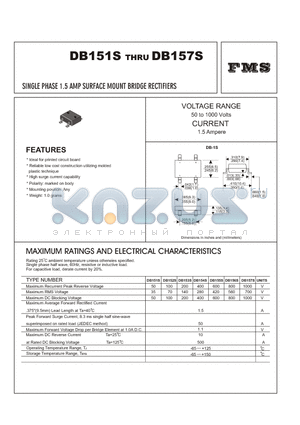 DB152S datasheet - SINGLE PHASE 1.5 AMP SURFACE MOUNT BRIDGE RECTIFIERS