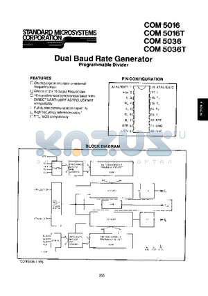 COM5036 datasheet - DUAL BAUD RATE GEBERATOR