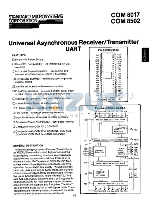 COM8502 datasheet - UNIVERSAL ASYNCHRONOUS RECEIVER/TRANSMITTER UART