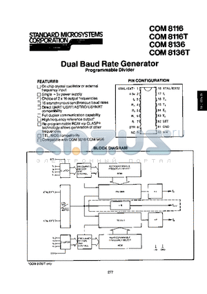 COM8116 datasheet - Dual Baud Rate Generator