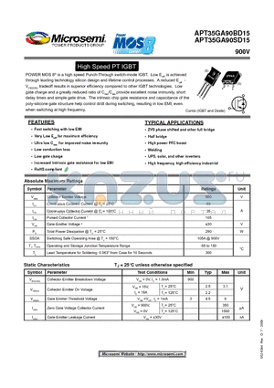 APT35GA90SD15 datasheet - High Speed PT IGBT