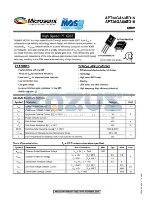 APT36GA60SD15 datasheet - High Speed PT IGBT