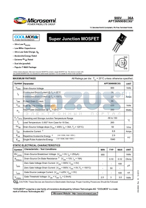 APT36N90BC3G datasheet - Super Junction MOSFET