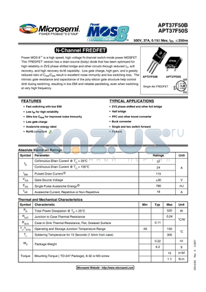 APT37F50B datasheet - N-Channel FREDFET