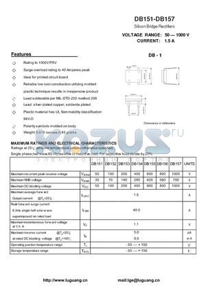 DB154 datasheet - Silicon Bridge Rectifiers