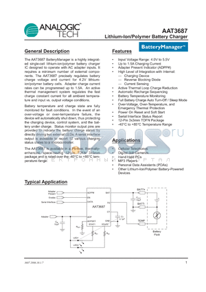 AAT3687IWP-4.2-1-T1 datasheet - Lithium-Ion/Polymer Battery Charger