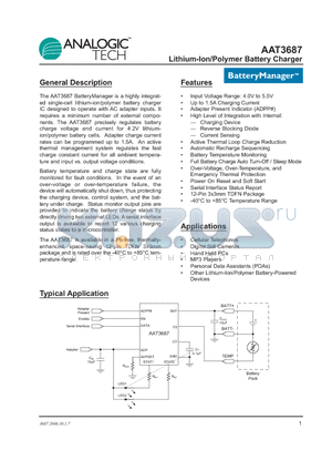 AAT3687IWP-4.2-T1 datasheet - Lithium-Ion/Polymer Battery Charger