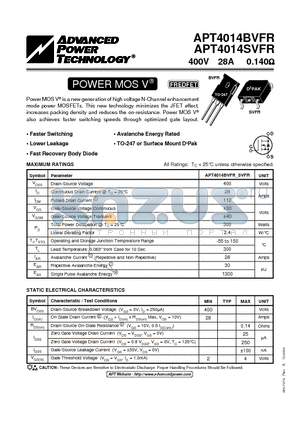 APT4014SVFR datasheet - POWER MOS V FREDFET