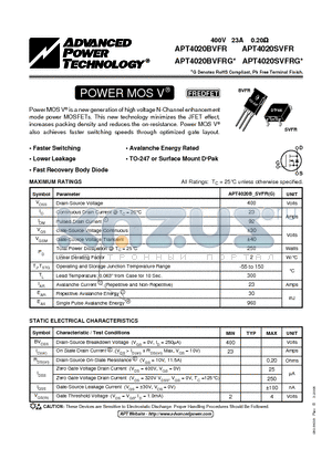 APT4020SVFR datasheet - POWER MOS V FREDFET