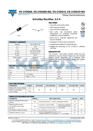 31DQ10TR datasheet - Schottky Rectifier, 3.3 A