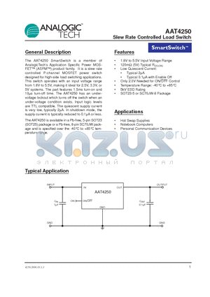 AAT4250 datasheet - Slew Rate Controlled Load Switch