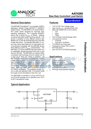 AAT4280-1 datasheet - Slew Rate Controlled Load Switch