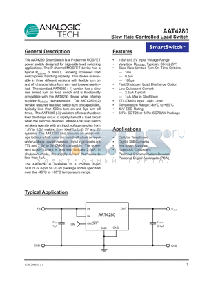 AAT4280-1 datasheet - Slew Rate Controlled Load Switch